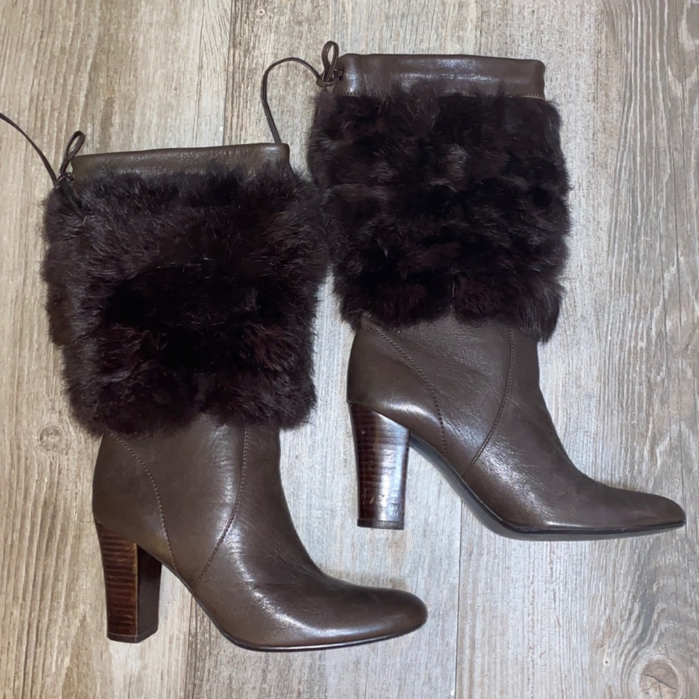 Calvin Klein Micky Furry Leather Boots
